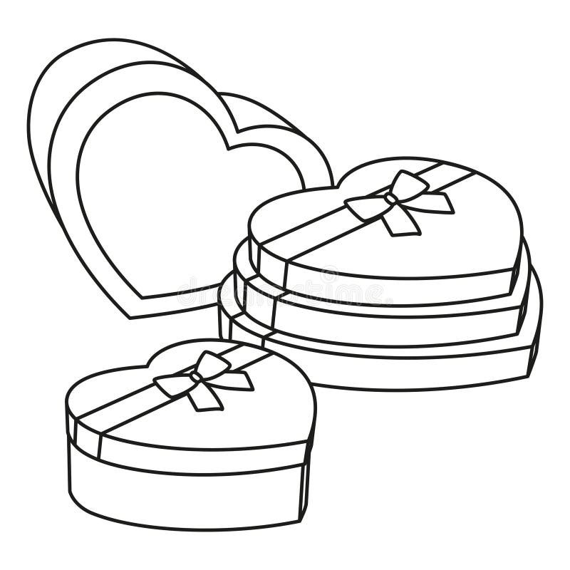 Line art black and white heart box collection