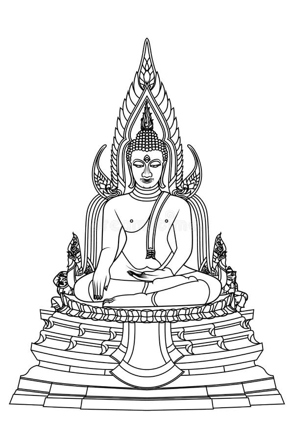 Line art Buddha statue