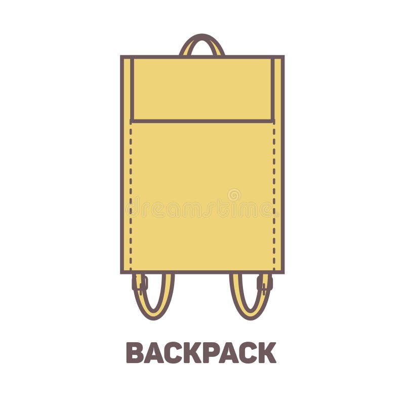 Line art color backpack icon, minimal linear style, vector royalty free illustration
