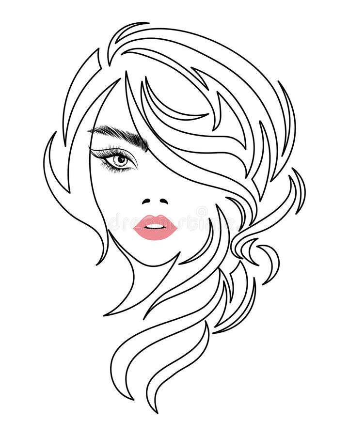 Young Long Hair Woman Outline Monochrome Drawing Stock Illustrations – 123  Young Long Hair Woman Outline Monochrome Drawing Stock Illustrations,  Vectors & Clipart - Dreamstime