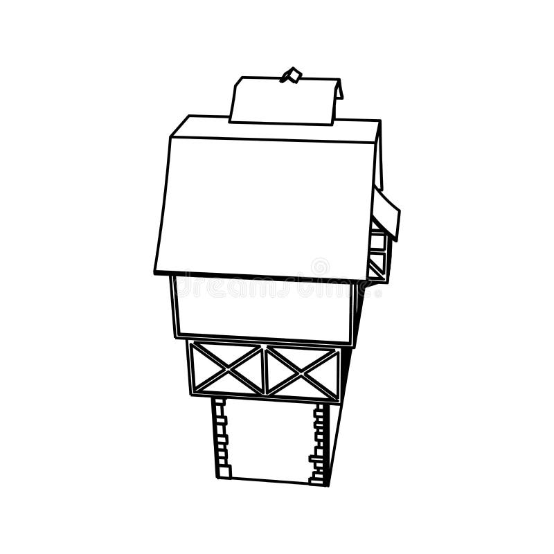 Line Art design of Medieval House high royalty free illustration