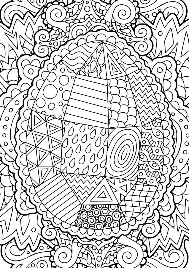 Line art for easter with decorative egg