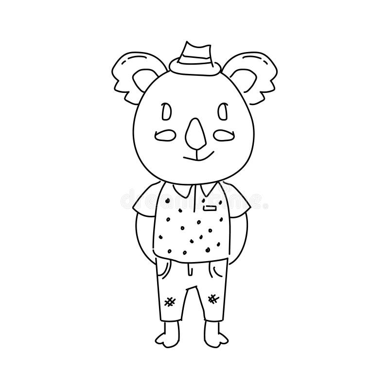 Download Line Art Illustration Design Cute Baby Animal Koala Character Stock Illustration Illustration Of Retro Drawn 203628317