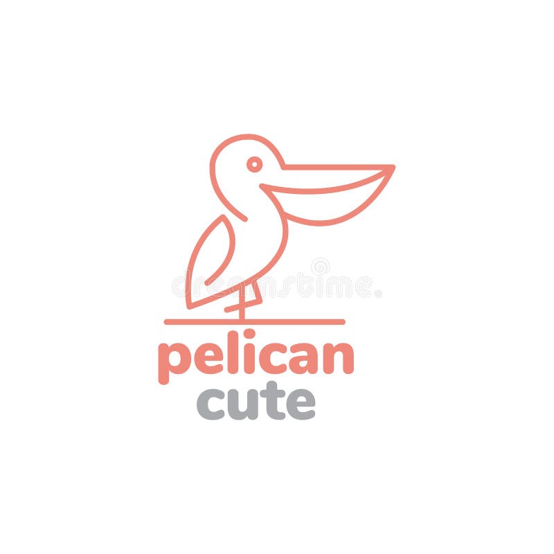 Line Art Little Pelican Logo Design Stock Vector Illustration of