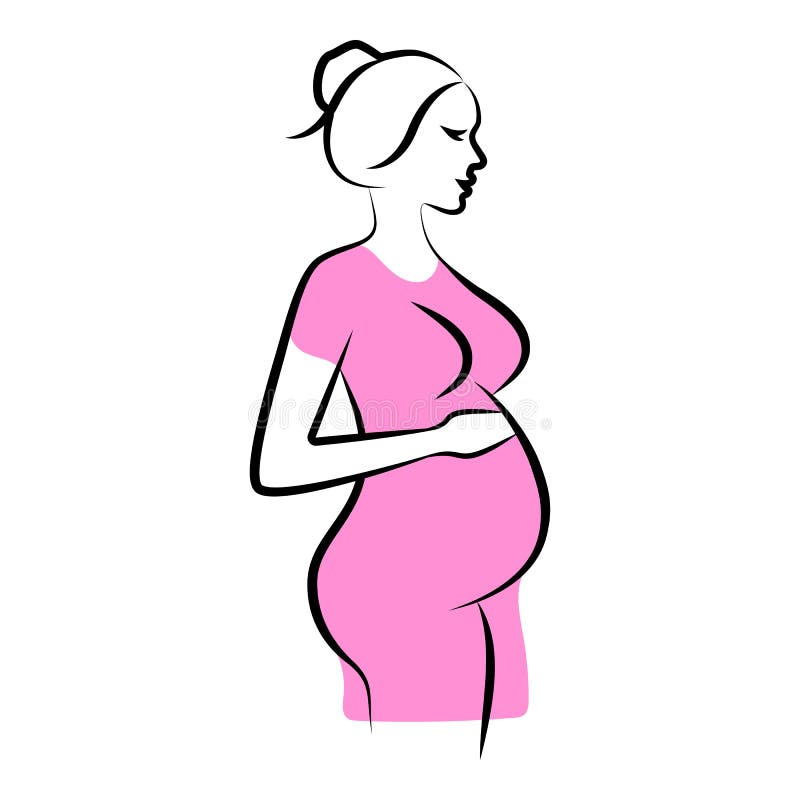 Line Art Pregnant Woman, Modern Contemporary Minimalist Abstract Woman ...