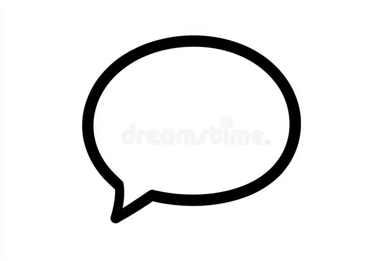 The line art speech bubble icon is drawn using a thin line and offered as stock clipart on a transparent background vector illustration