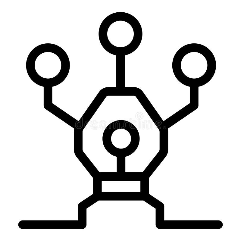 Line art style icon of a machine learning algorithm collecting data vector illustration