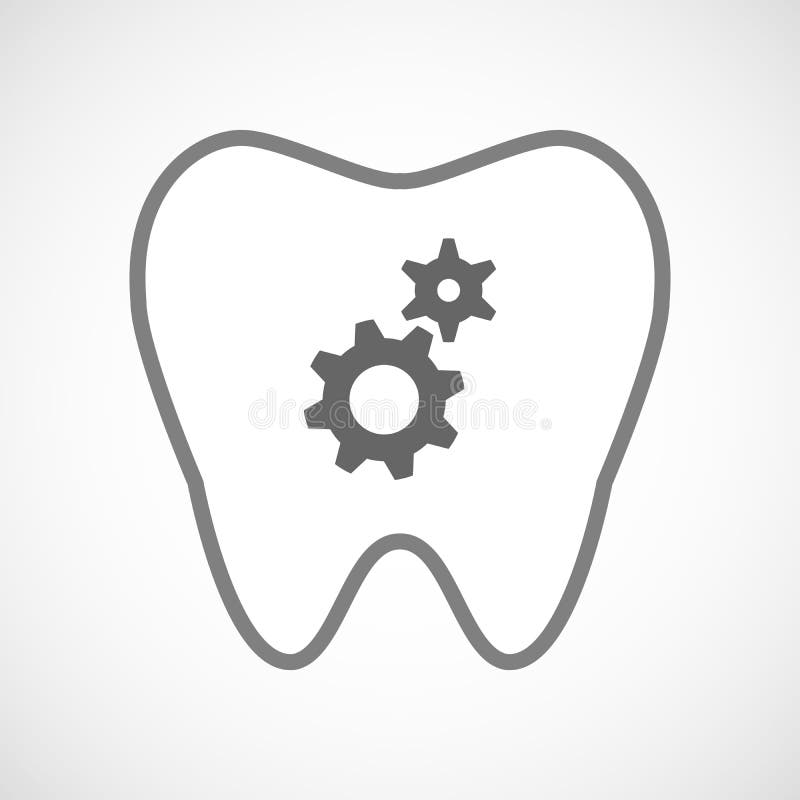 Line Art Tooth Icon with Two Gears Stock Illustration Illustration of