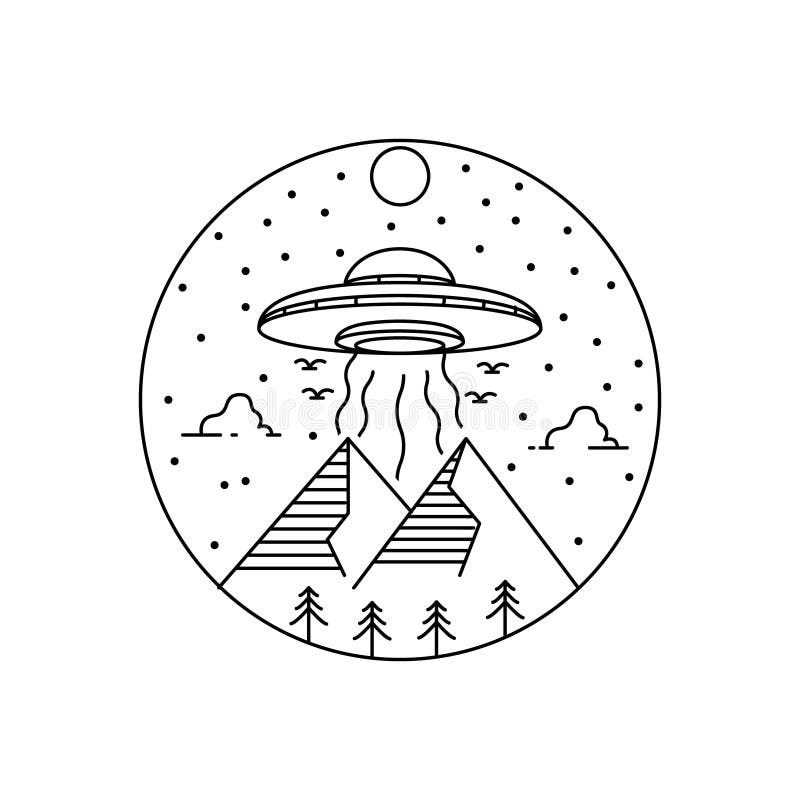 Line Art Mountain Adventure Landscape Logo Template Stock Illustration ...