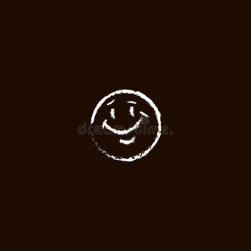 Line Art Vector Chalk Emoticon of Round Smiling Face on a Black Background  Stock Vector - Illustration of character, emotion: 183542955