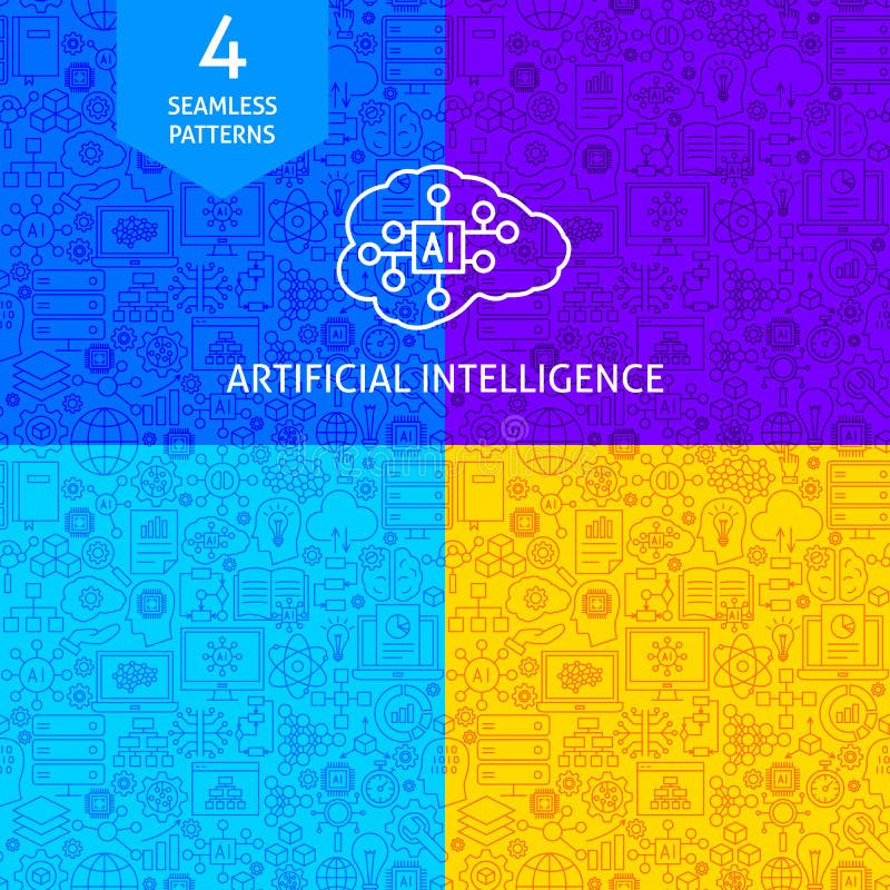 Line Artificial Intelligence Patterns vector illustration