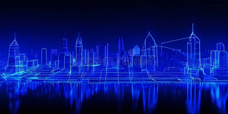 Line-based Glowing Forbidden City on Translucent Backgroun vector illustration
