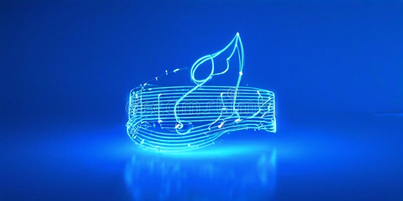 Line-based visualization glowing music note vector illustration