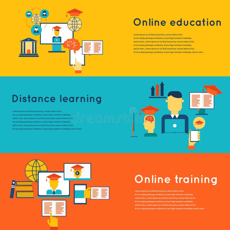 On-line-Bildungs-Fahnen eingestellt stock abbildung On-line-Bildungs-Fahnen eingestellt stock abbildung
