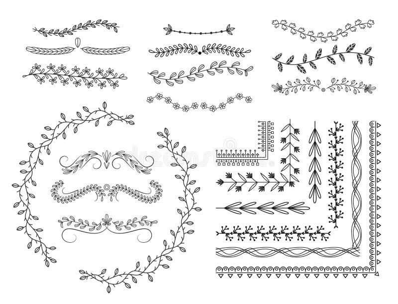 Set of floral vine borders stock vector. Illustration of collection ...