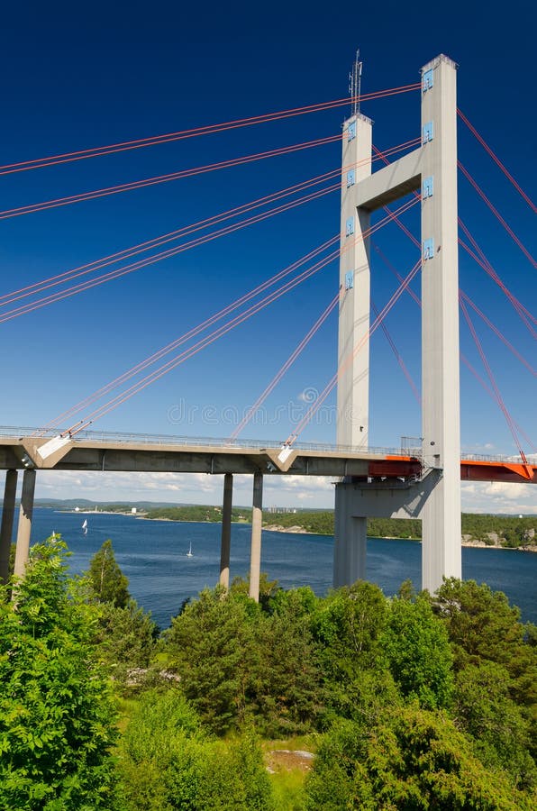 Line bridge details in summer nature scenery stock photo