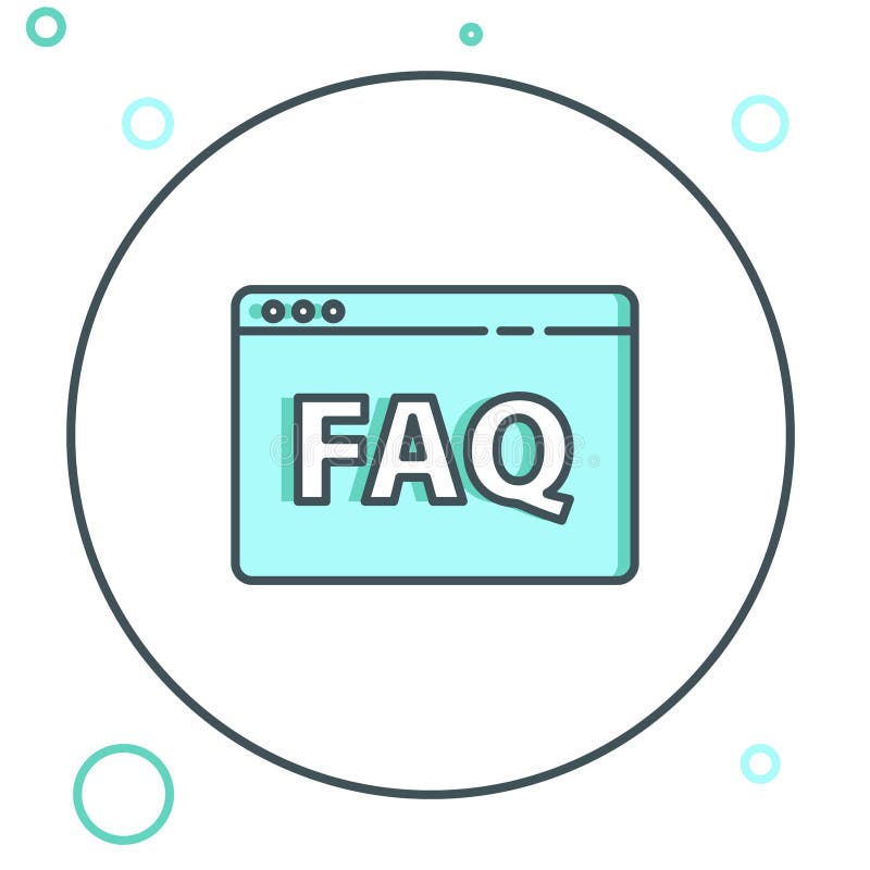 Line Browser FAQ icon isolated on white background. Internet communication protocol. Colorful outline concept. Vector royalty free illustration