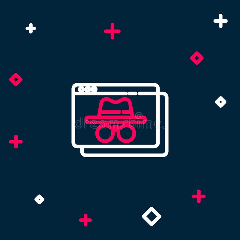 Line Browser incognito window icon isolated on blue background. Colorful outline concept. Vector vector illustration