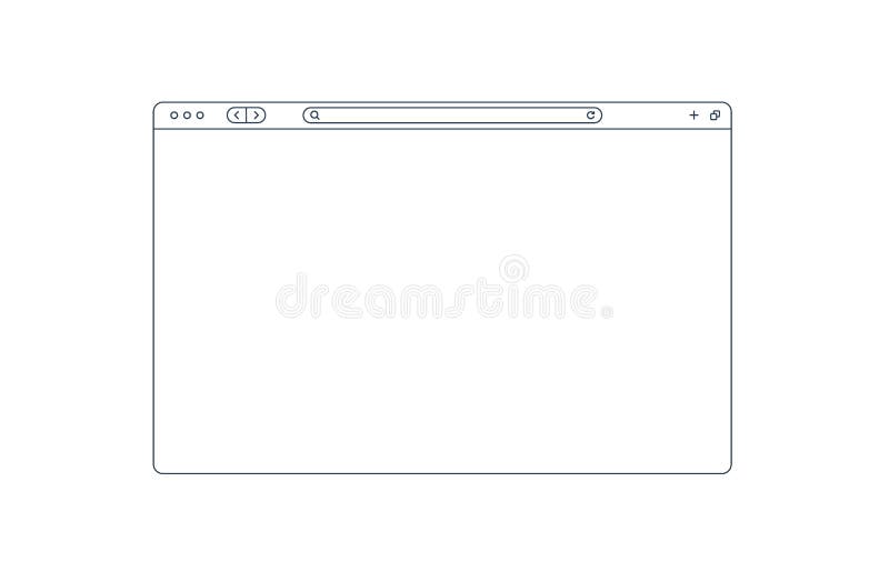 Line browser window in black color, internet page. vector illustration