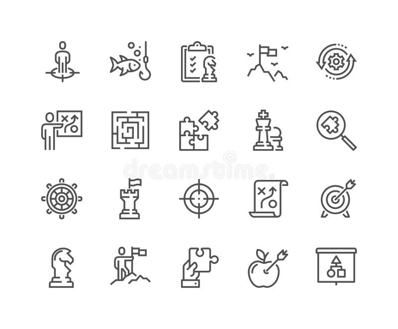 Line Business Strategy Icons royalty free illustration