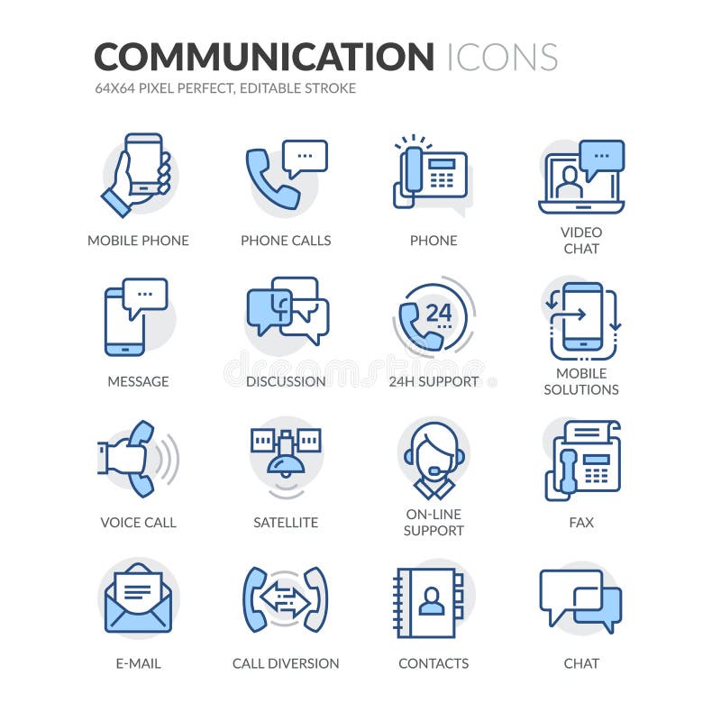 Line Communication Icons stock illustration
