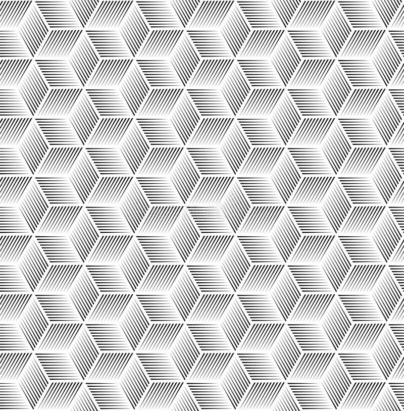 Line cube seamless pattern on white background vector illustration