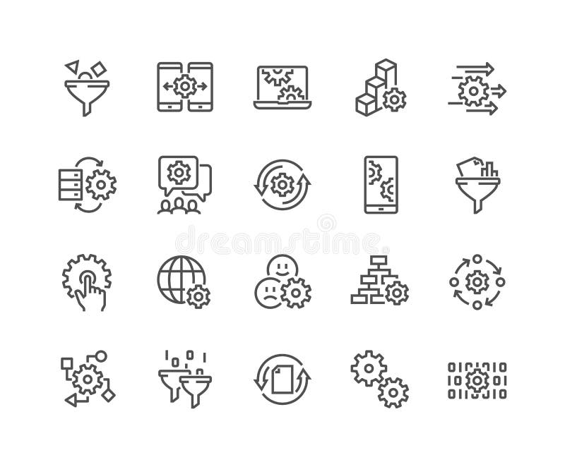Line Data Processing Icons vector illustration Line Data Processing Icons vector illustration