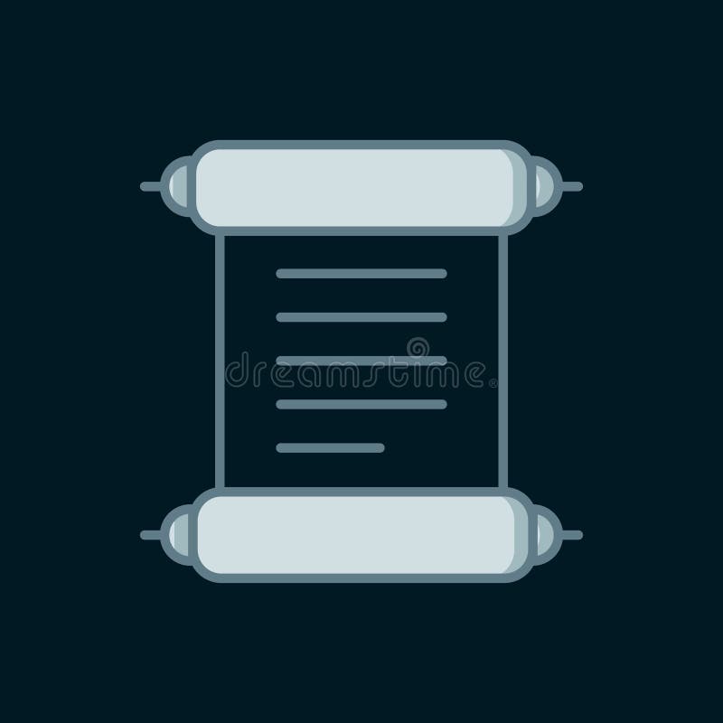 Line Decree, paper, parchment, scroll icon icon isolated on black background. Flat filled outline style with shadow. Vector.