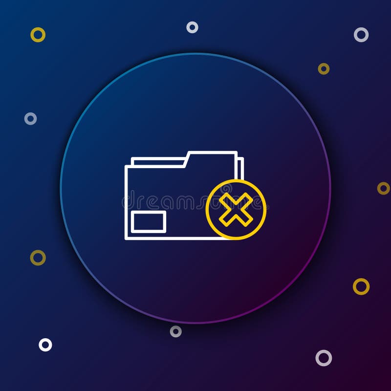 Line Delete folder icon isolated on blue background. Delete or error folder. Close computer information folder. Colorful vector illustration