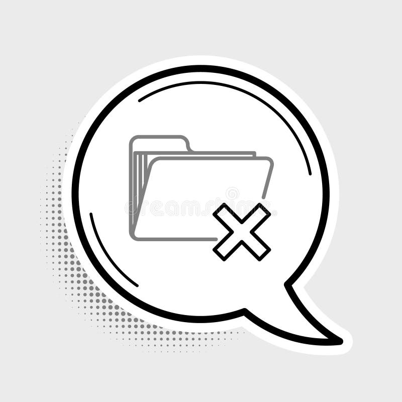 Line Delete folder icon isolated on grey background. Folder with recycle bin. Delete or error folder. Close computer royalty free illustration