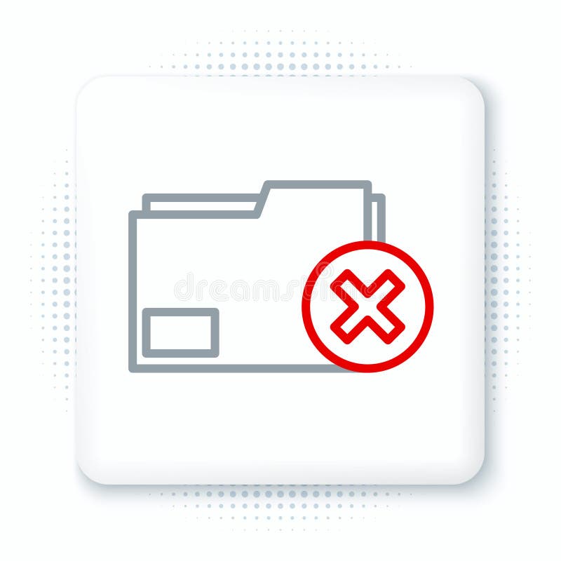 Line Delete folder icon isolated on white background. Delete or error folder. Close computer information folder royalty free illustration