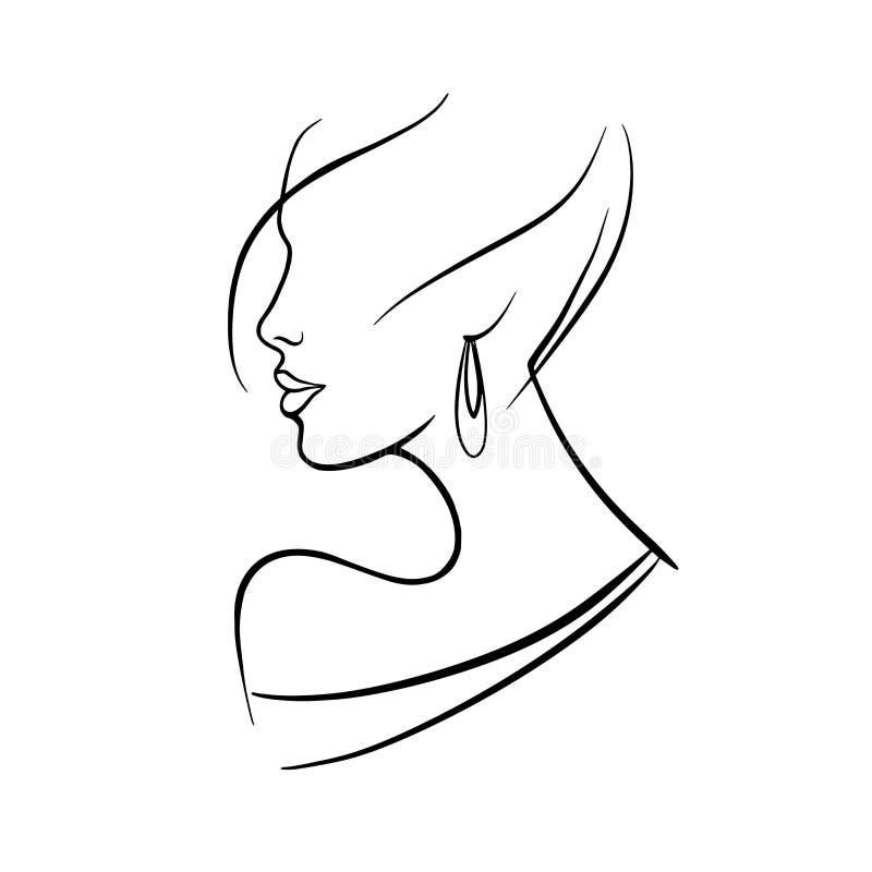 Line drawing of a beautiful woman 1