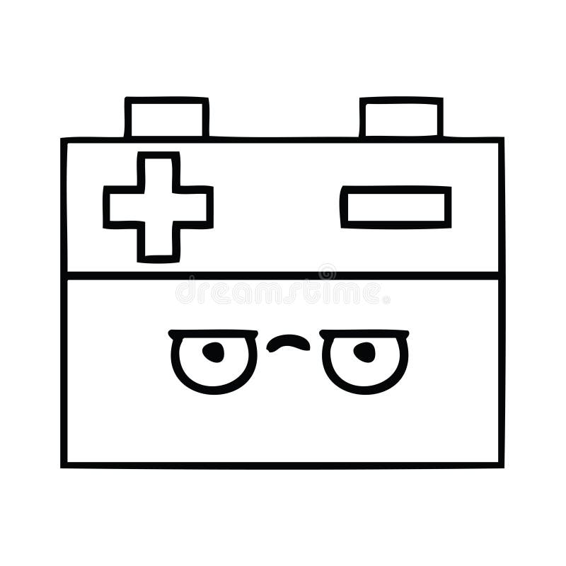 Line Drawing Cartoon Car Battery Stock Vector Illustration of