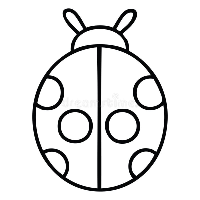 Line Drawing Cartoon Lady Bug Stock Vector - Illustration of cute, quirky:  147637941