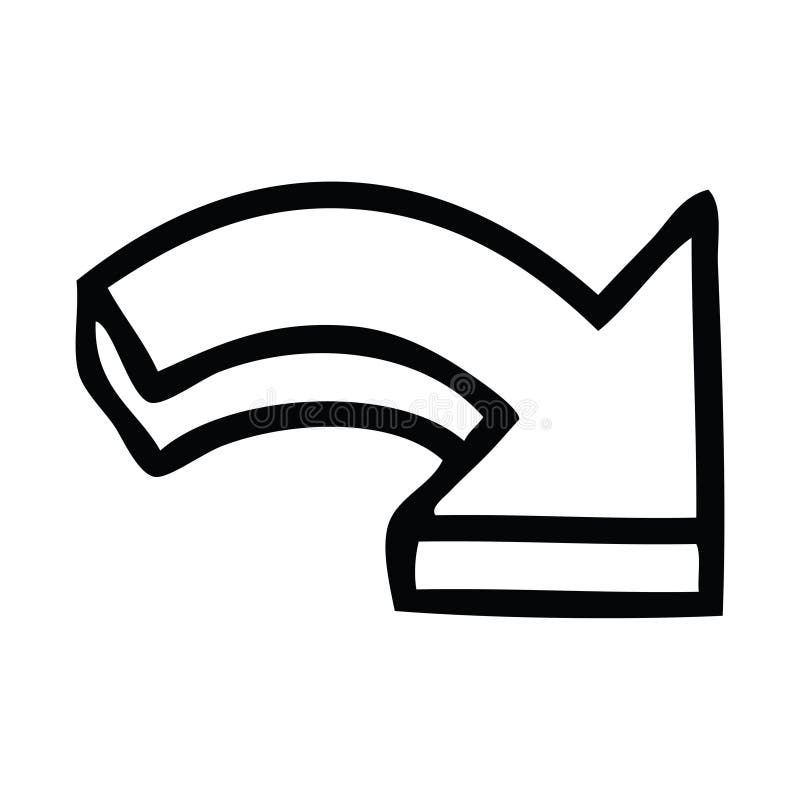 Line drawing cartoon of a pointing arrow stock illustration