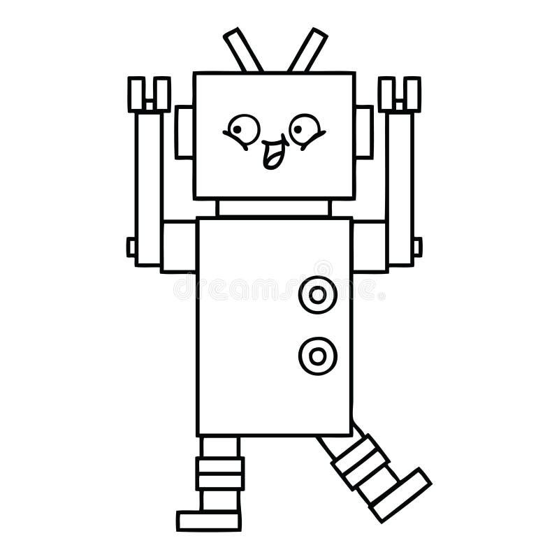 line drawing cartoon robot