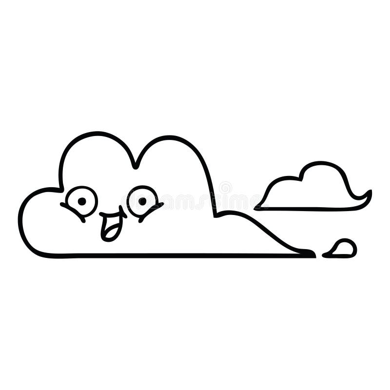 Line drawing cartoon storm cloud royalty free illustration