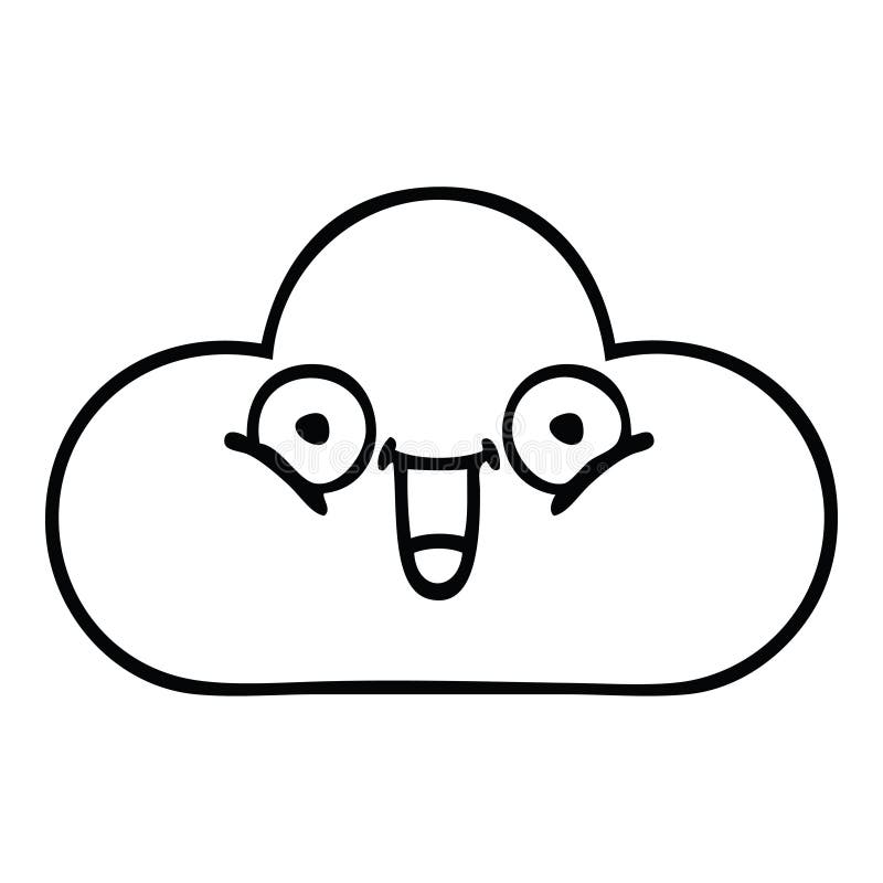 Line Drawing Cartoon Storm Cloud Stock Vector - Illustration of hand