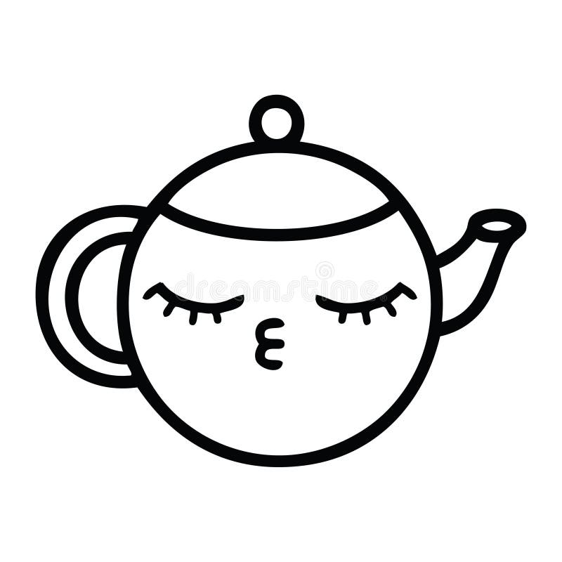 Line Drawing Cartoon Teapot Stock Vector - Illustration of clipart, hand:  149224708