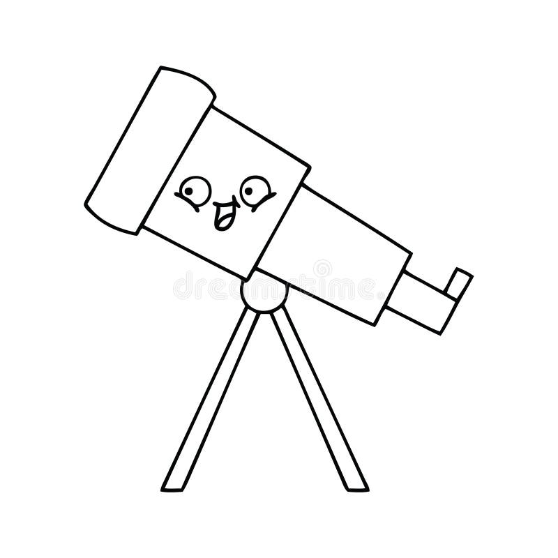 Line Drawing Cartoon Telescope Stock Vector Illustration of astronomy
