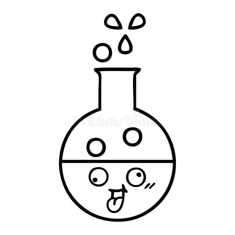 Line Drawing Cartoon Test Tube Stock Vector Illustration of artwork