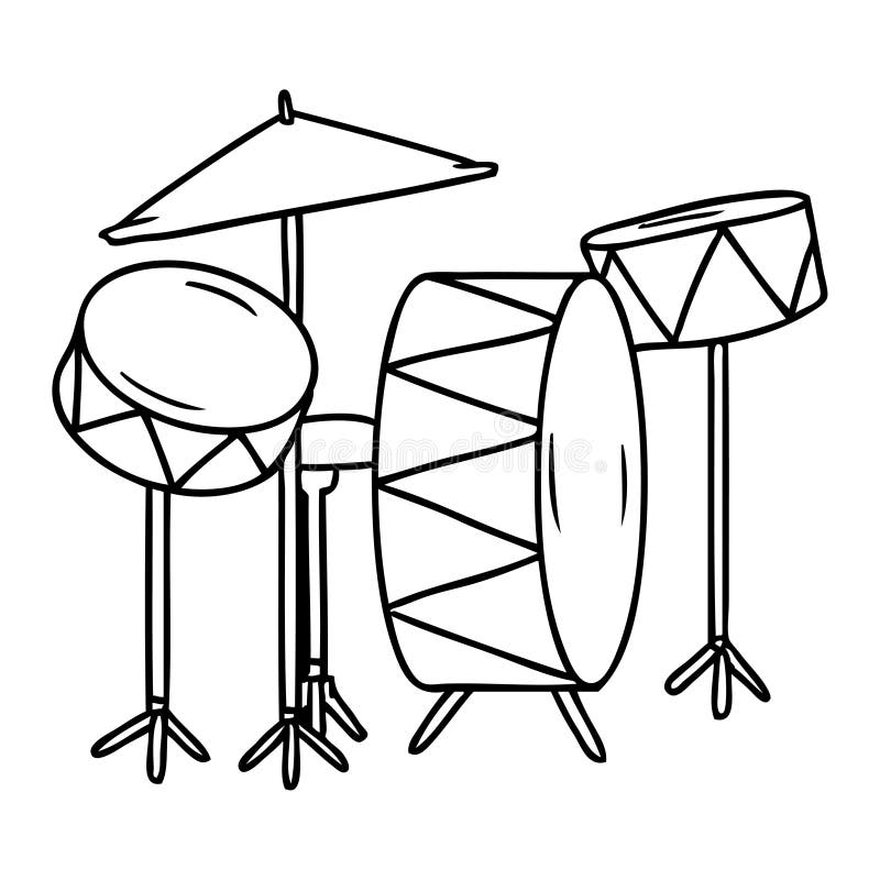 Line Drawing Doodle of a Drum Kit Stock Vector Illustration of clip