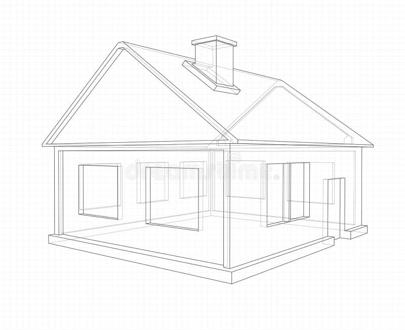 house drawing easy 3d