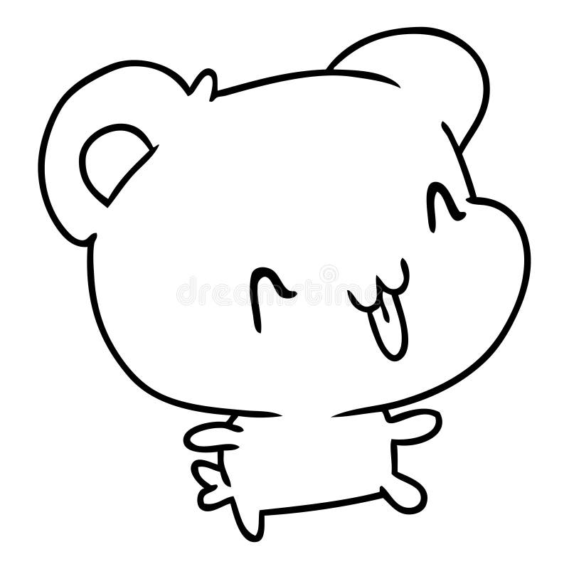 line drawing illustration kawaii cute happy bear