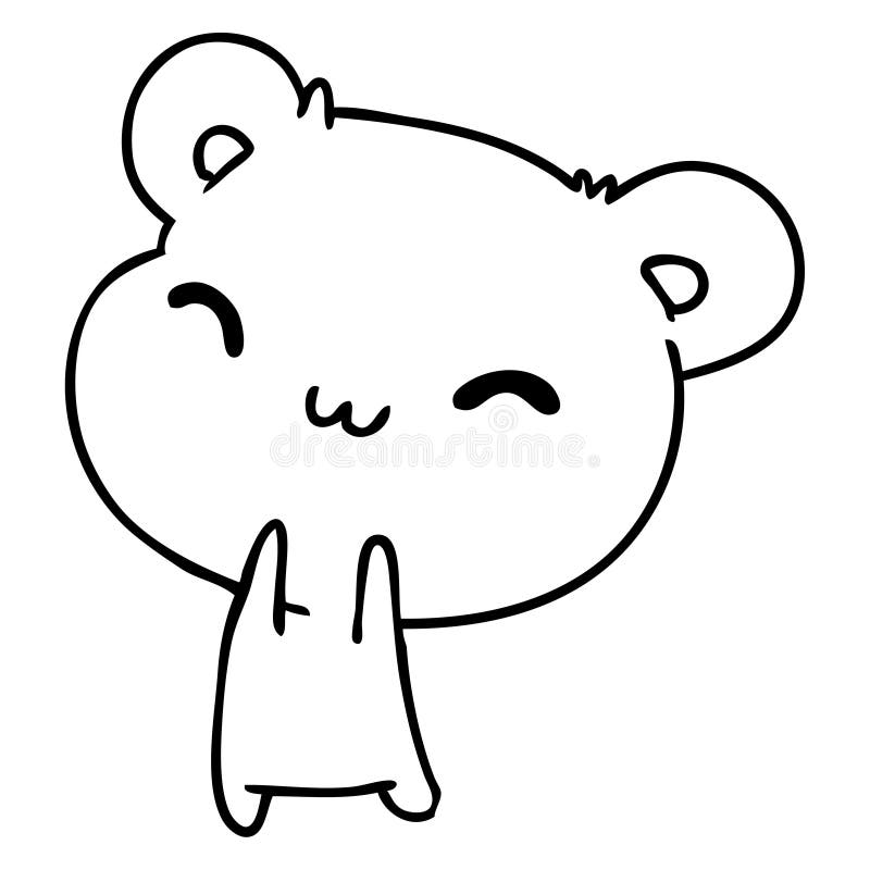 line drawing illustration kawaii cute teddy bear