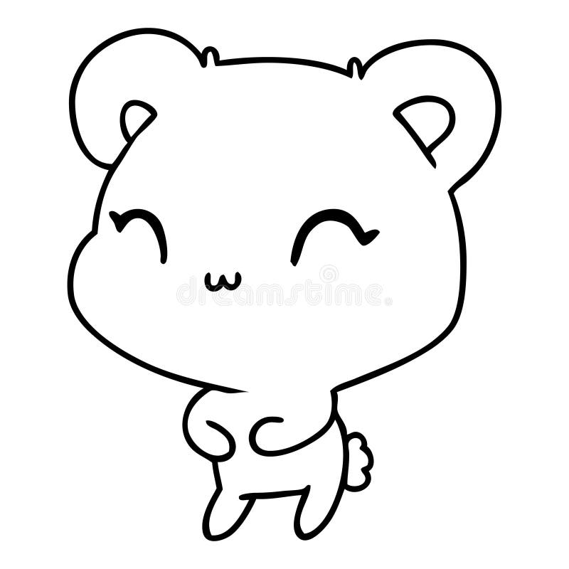 line drawing kawaii cute teddy bear