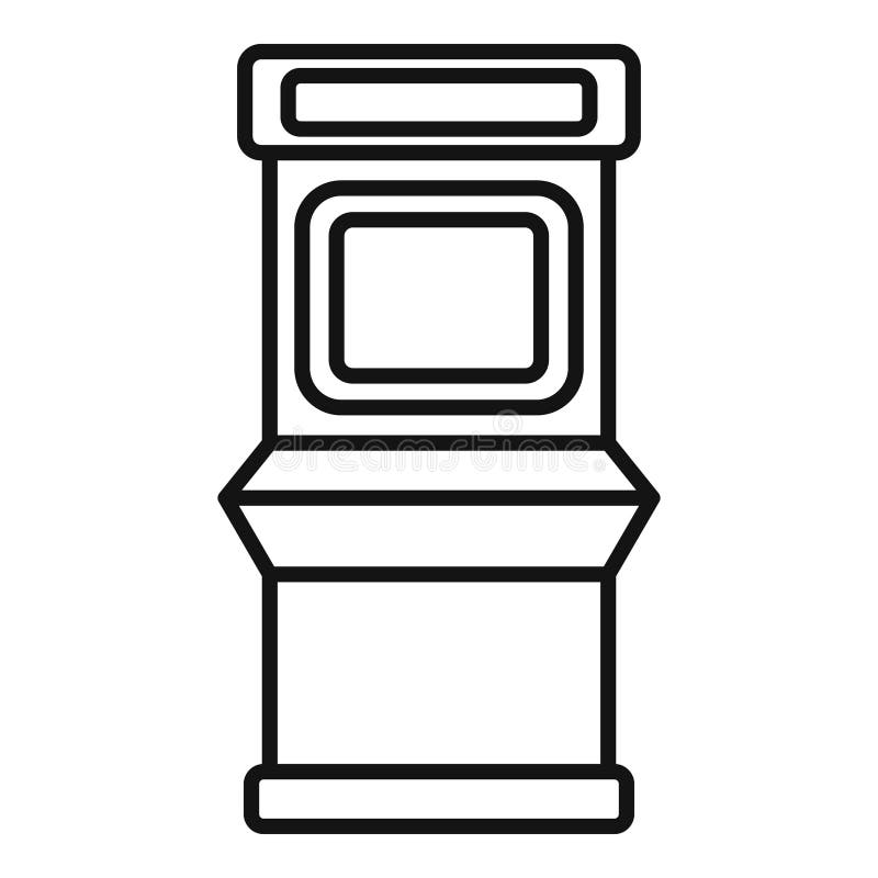 Retro arcade game machine displaying pixelated game interface vector illustration