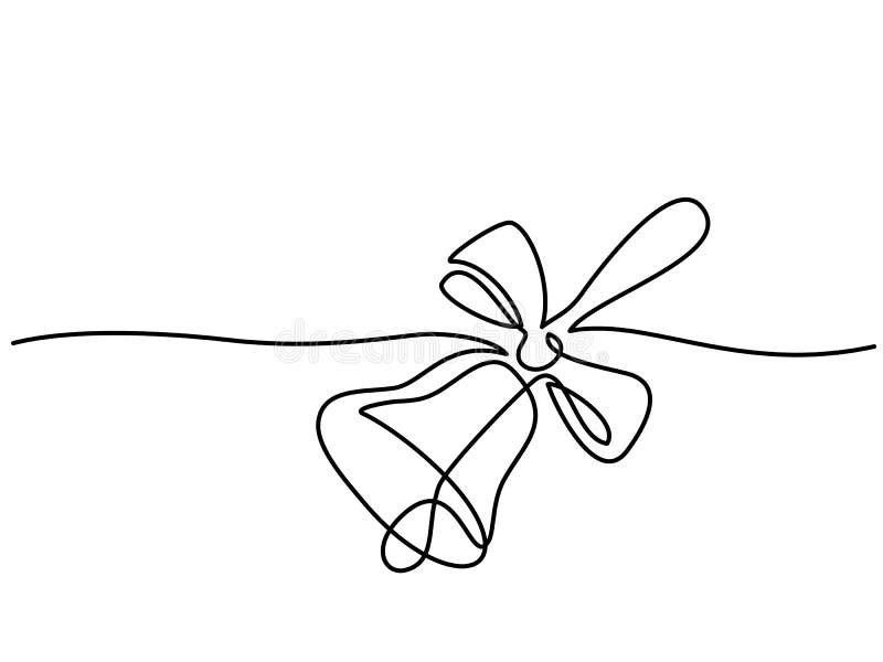 Line drawing. School traditional bell and ribbon stock illustration Line drawing. School traditional bell and ribbon stock illustration