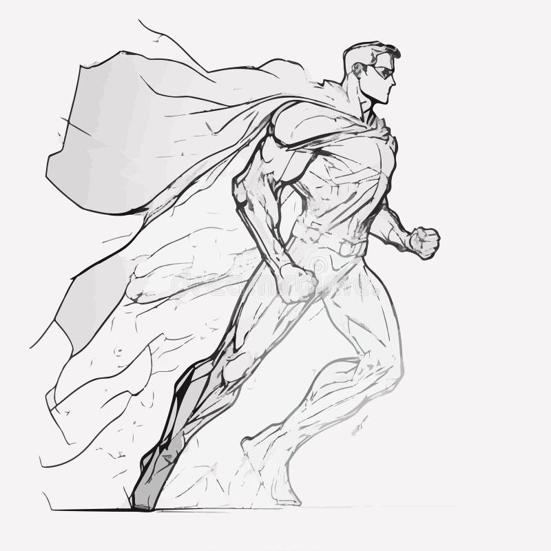 male superhero drawings in pencil