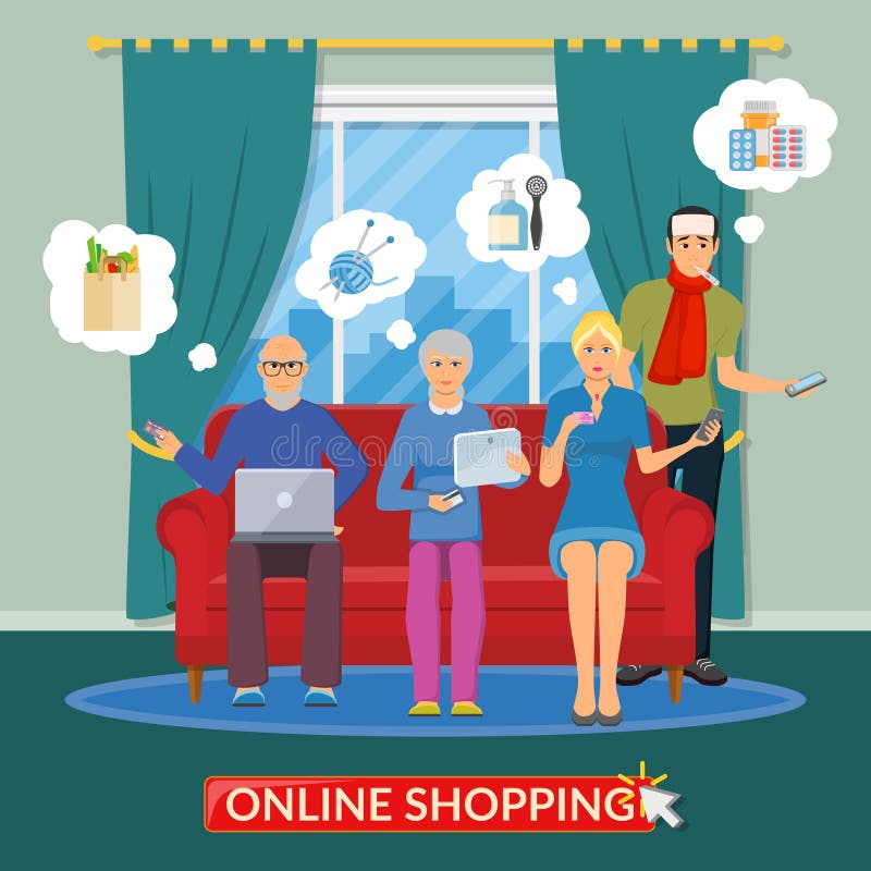 On-line-Einkaufsflache Zusammensetzung stock abbildung On-line-Einkaufsflache Zusammensetzung stock abbildung